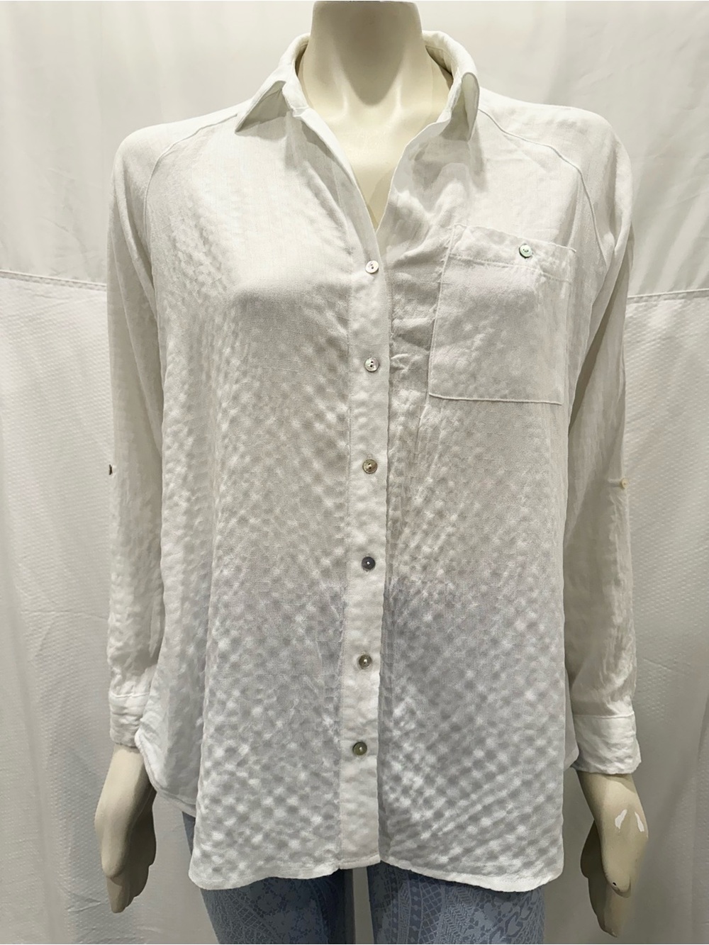Jane and Delancey White Textured Button-Down Shirt